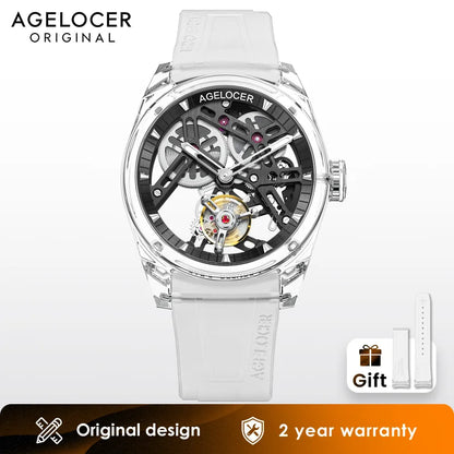 AGELOCER Limited Edition „Ice Never Melts“ Luxuriöse mechanische Handaufzugsuhr mit Free-sprung Crystal Tourbillon