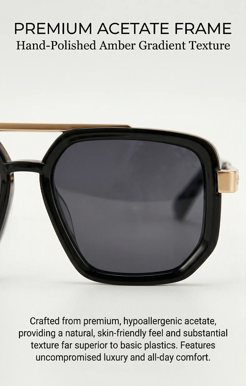 Polarized Square Sunglasses Men 2026 Luxury Vintage Double Bridge Gradient Lens Driving Shades Retro Flat Top Sun Glasses Male