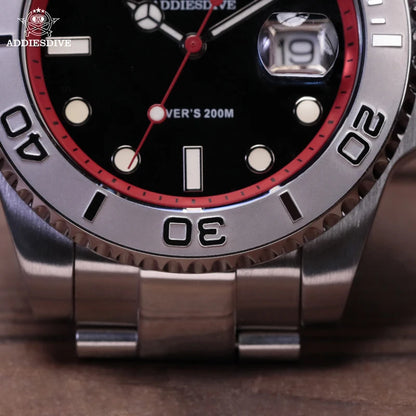ADDIESDIVE Luxury Men's Diver Steel Watch 200m Waterproof Ceramic Bezel Analog Watch BGW9 Luminous Business Quartz Watch AD2040