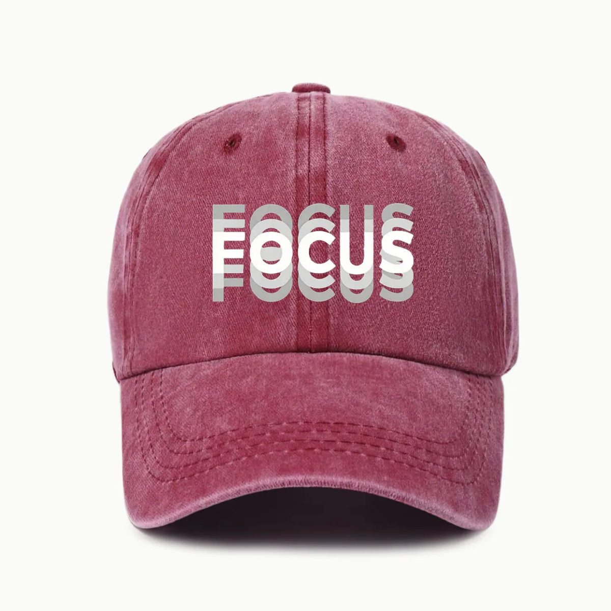 Gorra de béisbol de estilo clásico ajustable de algodón lavado con estampado FOCUS, gorra deportiva tipo «pico de pato» para hombre y mujer