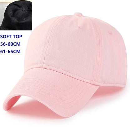 Herr och dam, oversize XXL 100% bomull, stor basebollkeps för stora huvuden 56-63cm(23.5"-25.5"), justerbar enfärgad dad cap