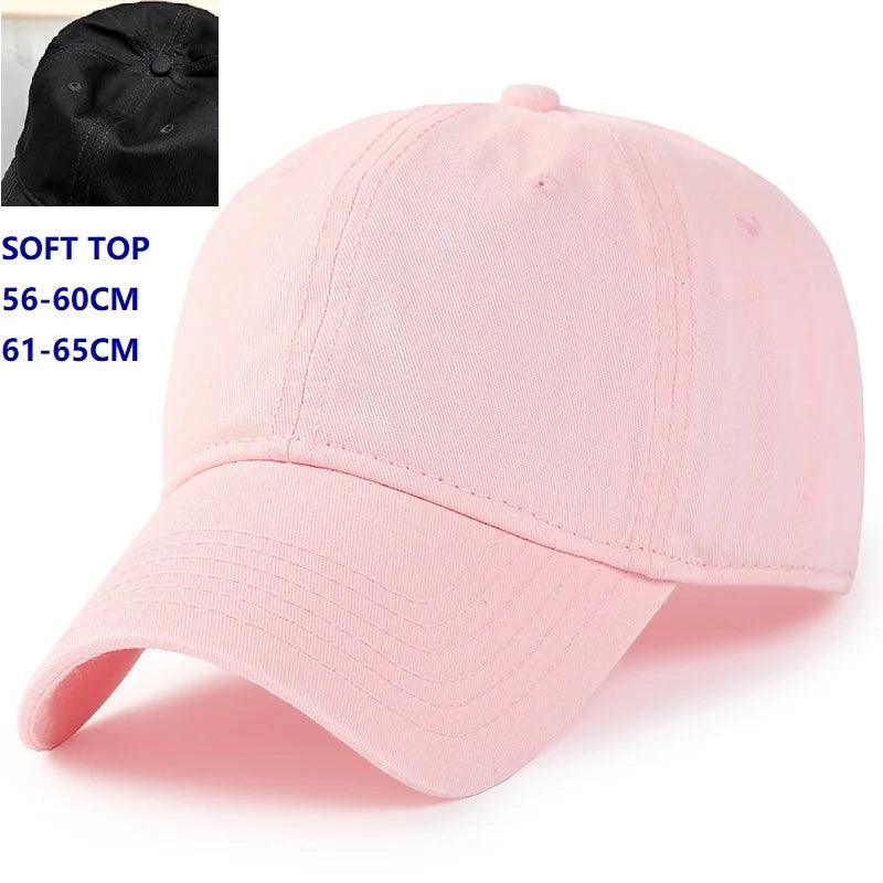 Big Head Plus Size Baseball Cap 100% Cotton Fits Men Women Adjustable Dad Hat Oversize 58-60cm 61-65cm