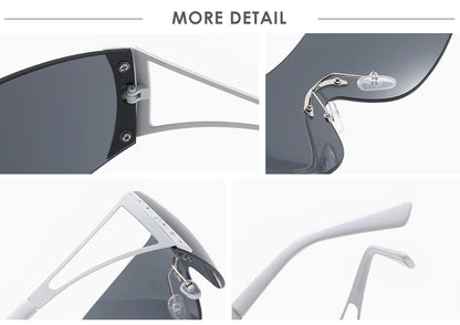 Fashion 2000's Vintage One Piece Sunglasses Women Y2K Wrap Around Retro Sun Glasses Men Punk Eyewear Shades UV400 Oculos