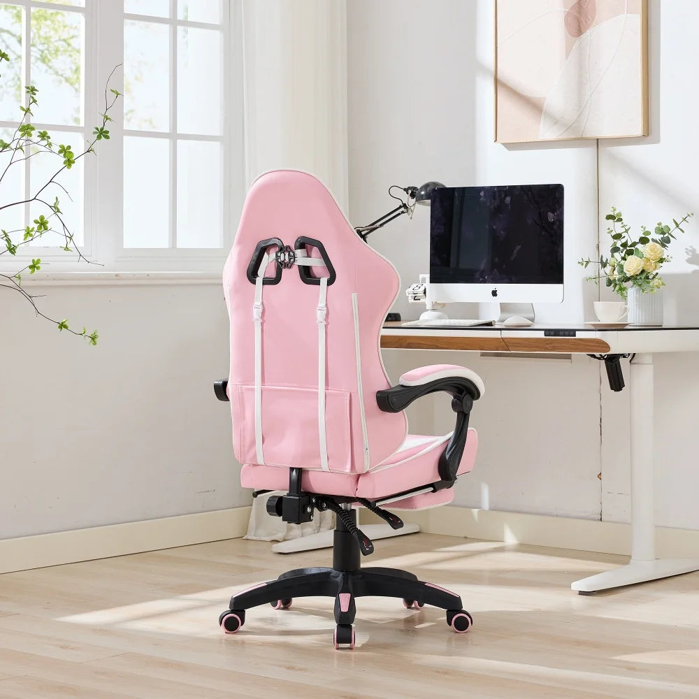 Ergonomic Rotating Gaming Chair, 360° Reclining Office Chair, Pivoting, Height-Adjustable, Footrest, Headrest