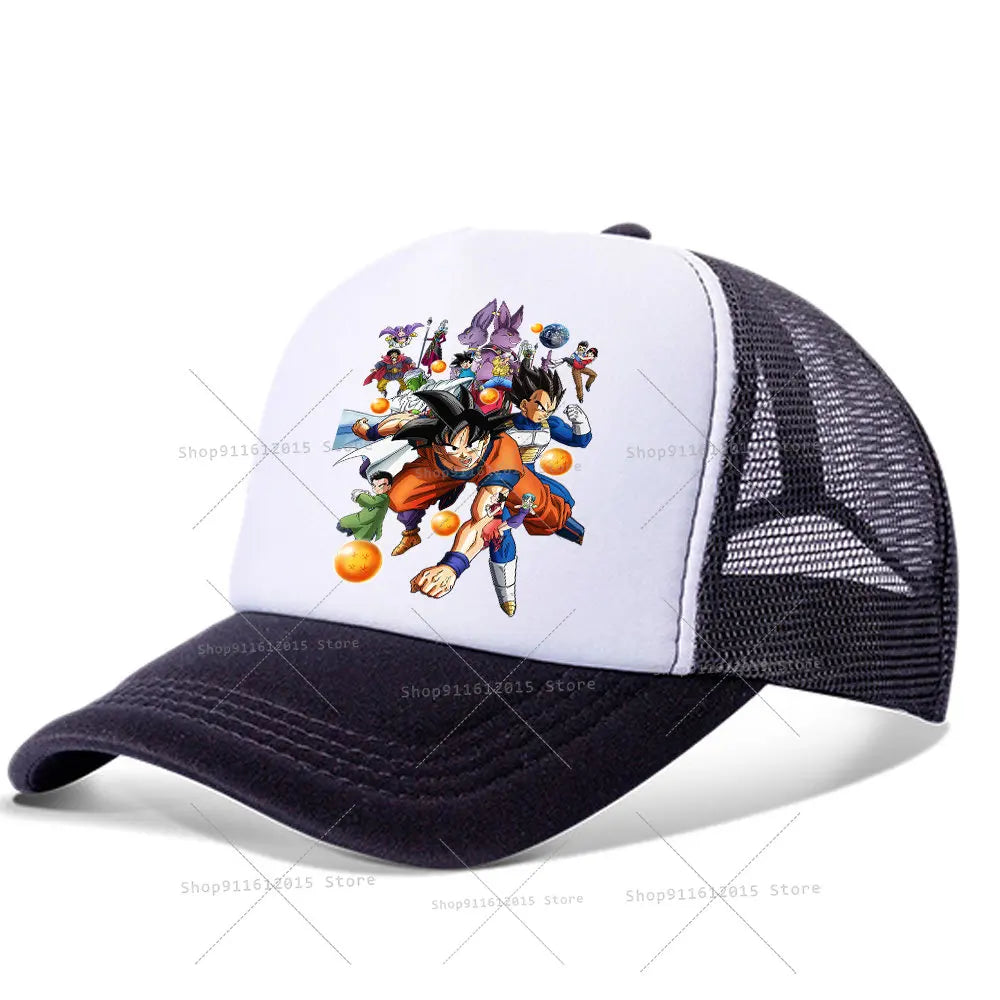 DragonsBall Baseball Cap Son Goku Summer Anime Cartoon Peak Cap Summer Boy Girl Mesh Hat  Children Sun Protection Sunhat