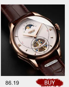 Relógio masculino mecânico automático LOBINNI Luxury Brand Switzerland com calendário perpétuo, vidro de safira e mostrador multifunções L13019-8