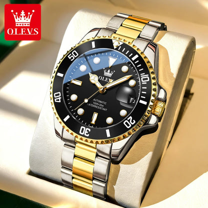 Montre mécanique automatique de luxe pour homme OLEVS 6650 – Étanche, luminescente, bracelet en acier – Montre-bracelet pour homme, style professionnel, grande marque