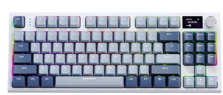 ATTACK SHARK K86 Mechanical Keyboard with Metal Knob,TFT Smart Color Screen,87-key Layout,RGB Lighting,and Three-mode Connection