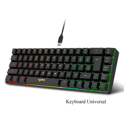 RGB backlit keyboard Russian 69 keys white membrane gaming wired ergonomic Keyboards for compact mini  for pc laptop color black