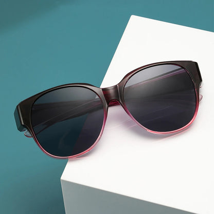 Fashion UV Protection Driving Sunglasses Round Frame Y2K Wear Over Glasses Retro Black Shades for Women Men