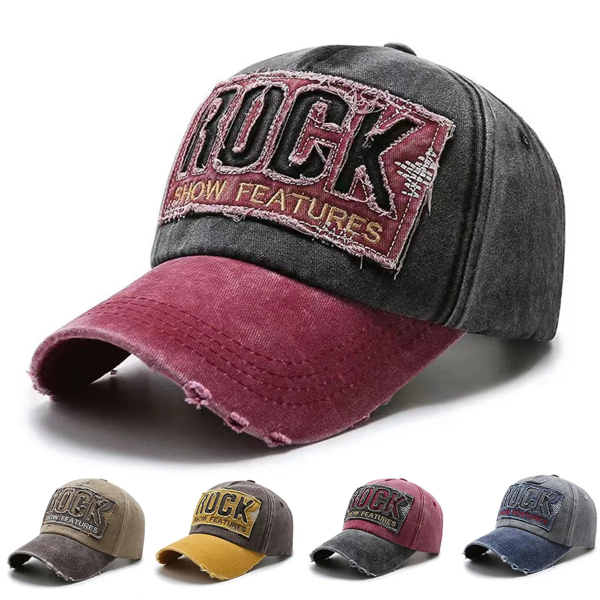 Hochwertige Baseballkappe aus Baumwolle mit ROCK-Schriftzug-Stickerei für Damen und Herren – Gorras Snapback Outdoor-Sport-Sonnenhut
