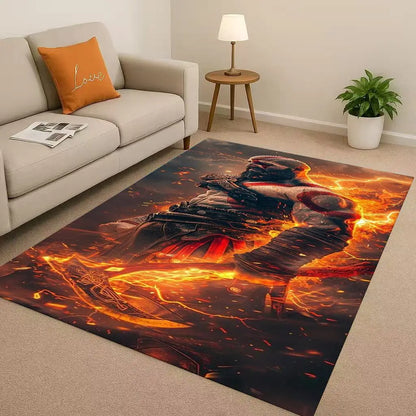 Kratos God of War Game Cartoon Gamer Living Room Non-Slip Area Rug Soft Carpet for Bedroom Playroom Sofa,Easy Clean Home Doormat