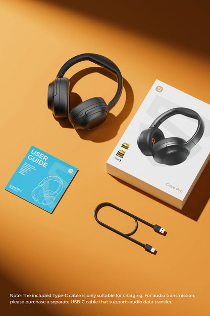 SoundPEATS Cove Pro Headphones Bluetooth 6.0 -56dB ANC, Noise-Cancelling Headset, Hi-Res LDAC Lossless Audio, 95H Battery, 7-Mic