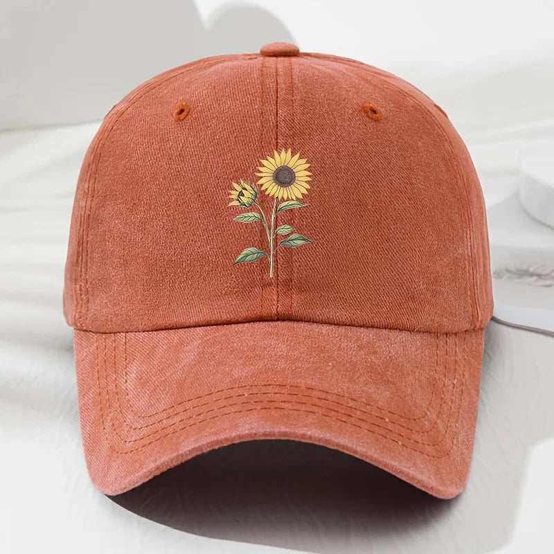 Gorra de béisbol tipo «dad hat» con estampado retro de girasoles, ideal para deportes al aire libre, pesca y acampada, gorra de senderismo