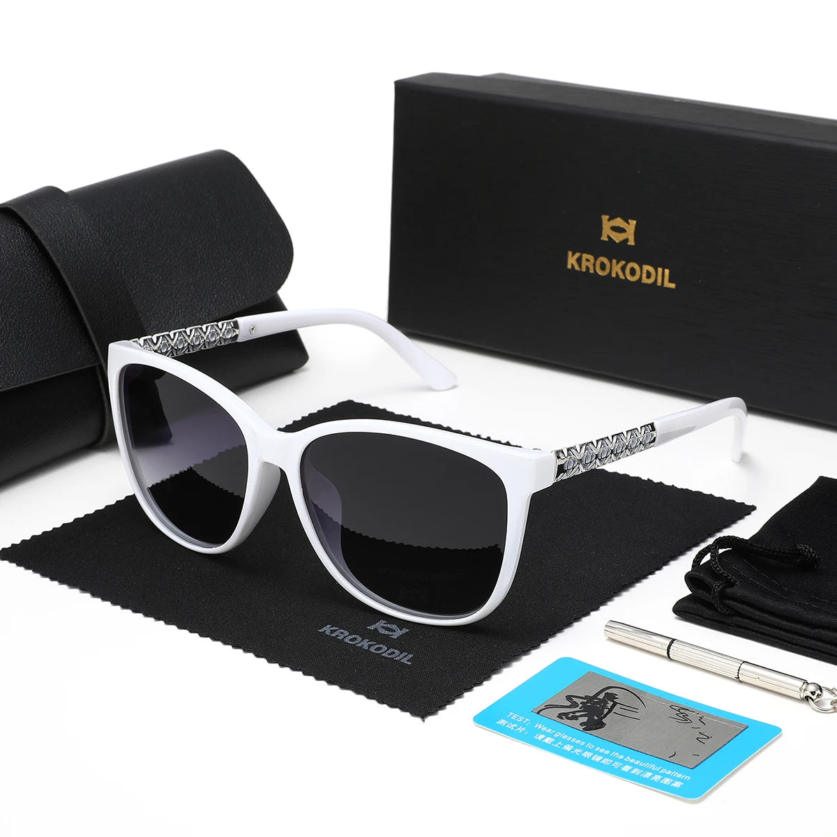 KROKODIL Polarized Sunglasses for Women Fashion Square Sunglasses Unisex Frame UV400 Protection With Boxes Set
