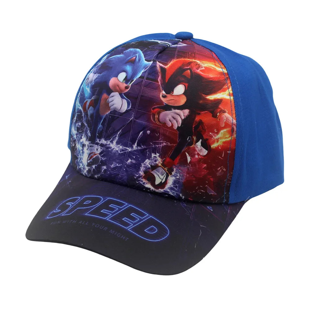 Najnowsza regulowana czapka baseballowa dla dzieci Sonic Print 48–54 cm z motywem anime Tails i Knuckles, czapka przeciwsłoneczna z motywem cienia, niebieski jeż, czapka dla niemowląt na świeżym powietrzu, prezent