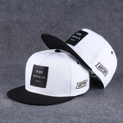 Baseballcap mit flachem Schirm, Buchstabenstickerei für Herren, vielseitig kombinierbar, Damen-Sommer-Hip-Hop-Hut, Outdoor-Sonnenschutz, verstellbare Schirmmütze