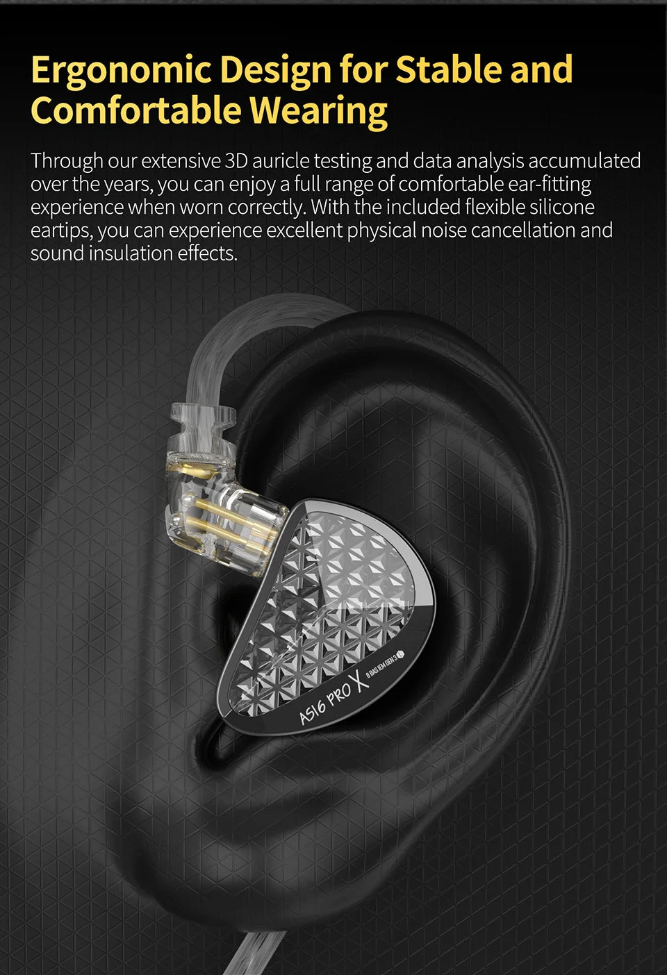 KZ AS16 PRO X HiFi In-Ear Monitor Earphones – 8 Balanced Armature Drivers Wired Headphones with Microphone