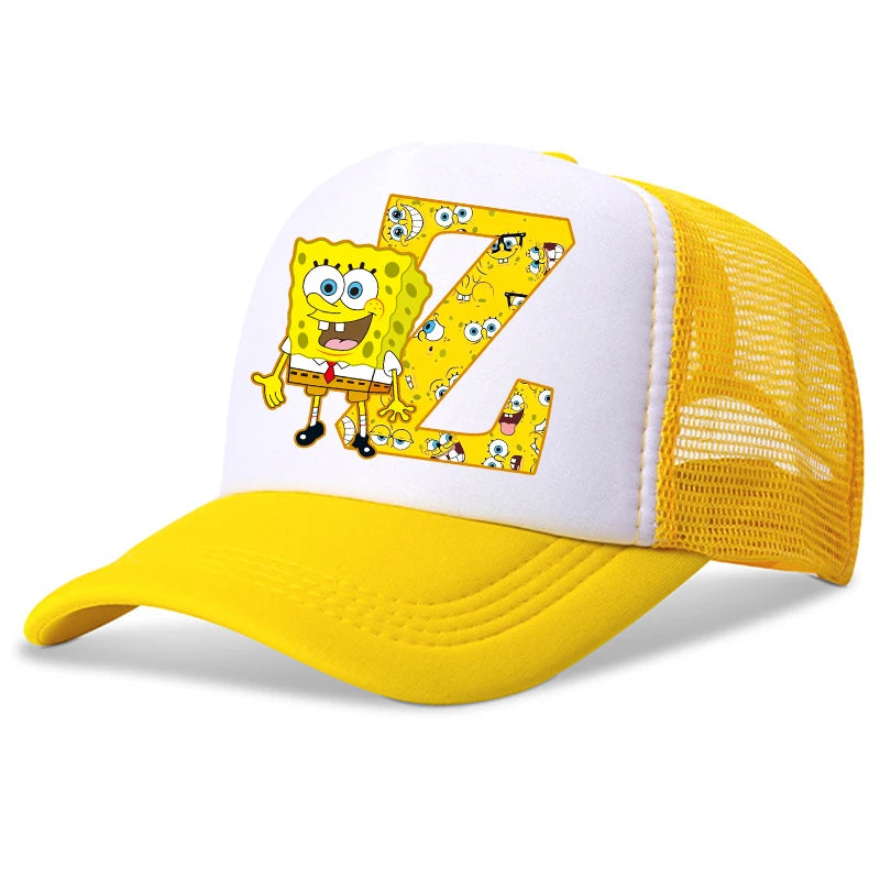 New Spongebob Children Baseball Caps Kawaii Cartoon Letter Printed Hat Kids Casual Sun Hat Adjustable Peaked Cap Birthday Gifts