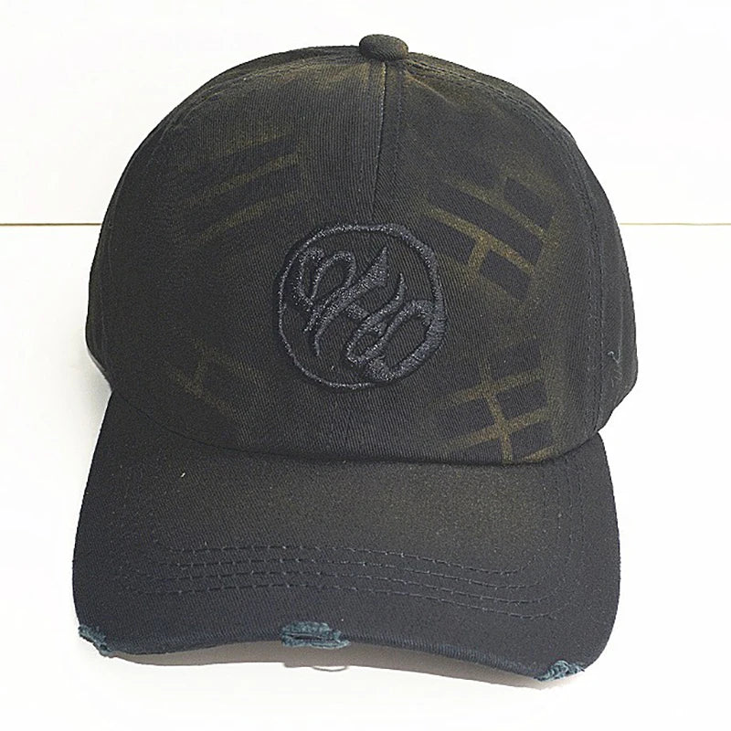 Kpop Embroidered Vintage Washed Baseball Cap Mens Womens Retro Distressed Cotton Dad Hat Streetwear Adjustable Snapback