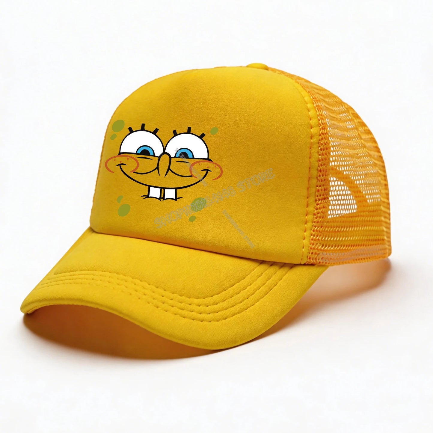 Spongebobs Baseball Cap Kids Adult Cartoon Emoto Mesh Cap Kawaii Peaked Hat Yellow Anime Summer Cap Girls Boys Accessories Gift