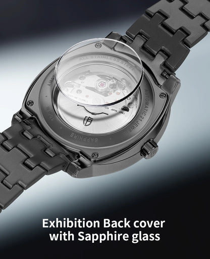 BERNY Automatic Men Watch Supper Luminous Sapphire Stainless Steel 100M Waterproof Business Casual Mechanical Wristwatch for Men