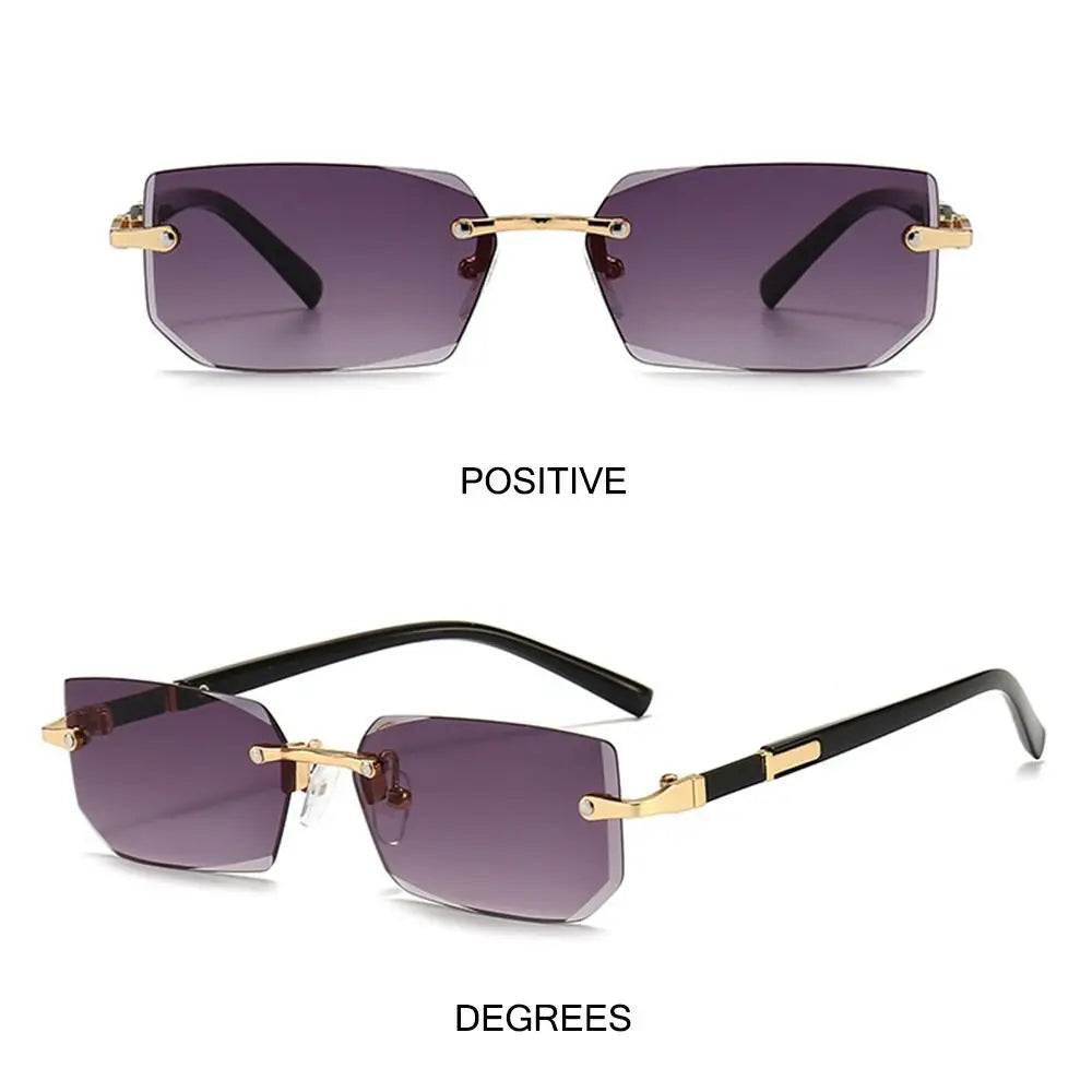 Retro UV400 Protection Rimless Rectangle Sunglasses Y2K Shades Frameless Sun Glasses for Women & Men