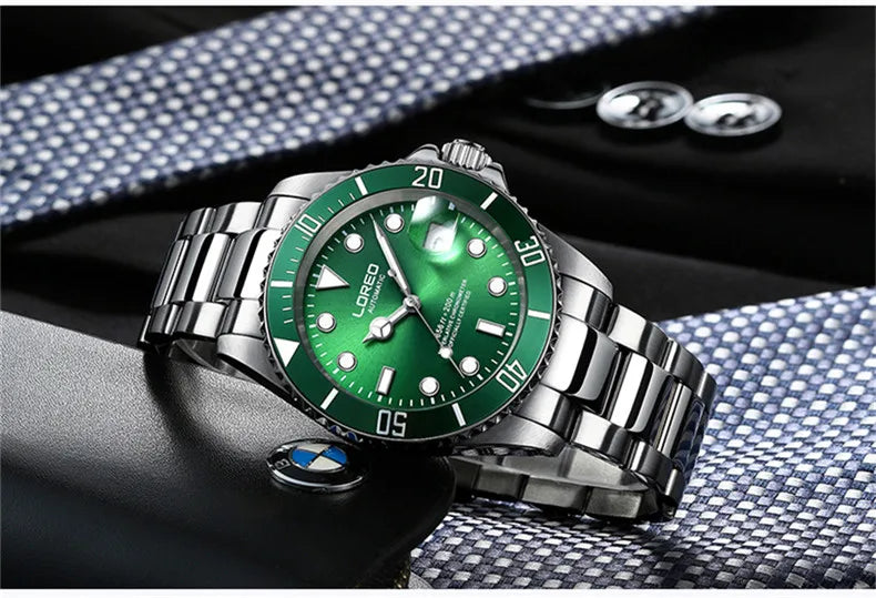 LOREO Original Men Business Watch 20ATM Waterproof Wristwatch Top Brand Casual Sport Seagull Automatic Mechanical Watch Men