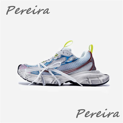Street Style Thick Sole Men Sneakers New Mixed Colors Lace-Up Couple Casual Shoes Comfortable Breathable Running Walking Shoes