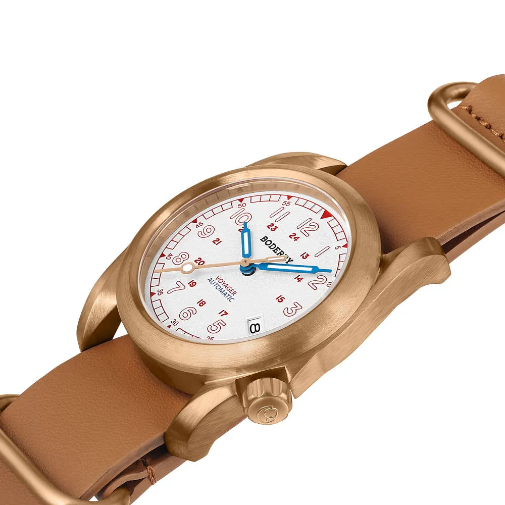 Boderry Field Watches Bronze Case Automatic Mechanical VOYAGER Watch Men's 100M Waterproof Clock Military Top Brand Wristwatch