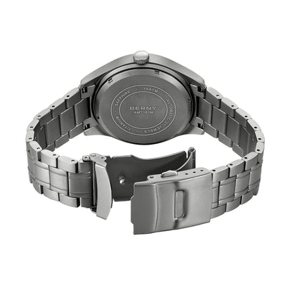 BERNY Full Titanium Automatic Watches for Men Super Luminous Sapphire Mechanical Field Watch Date 10ATM Sports Easy Read