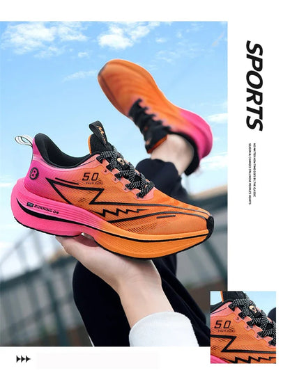 New Men's Carbon Plate Running Shoes Soft Cushion Shock Absorbing Sports Shoes Unisex Sneakers Light Anti-Slip Training Shoes