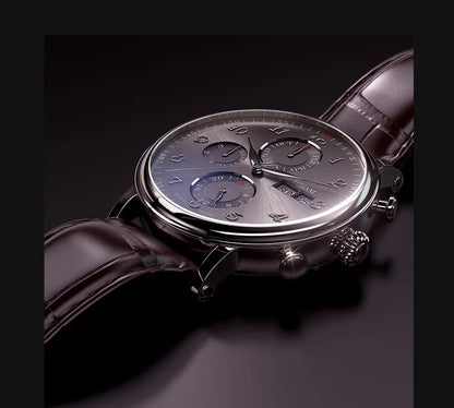 Relógio masculino mecânico automático LOBINNI Luxury Brand Switzerland com calendário perpétuo, vidro de safira e mostrador multifunções L13019-8