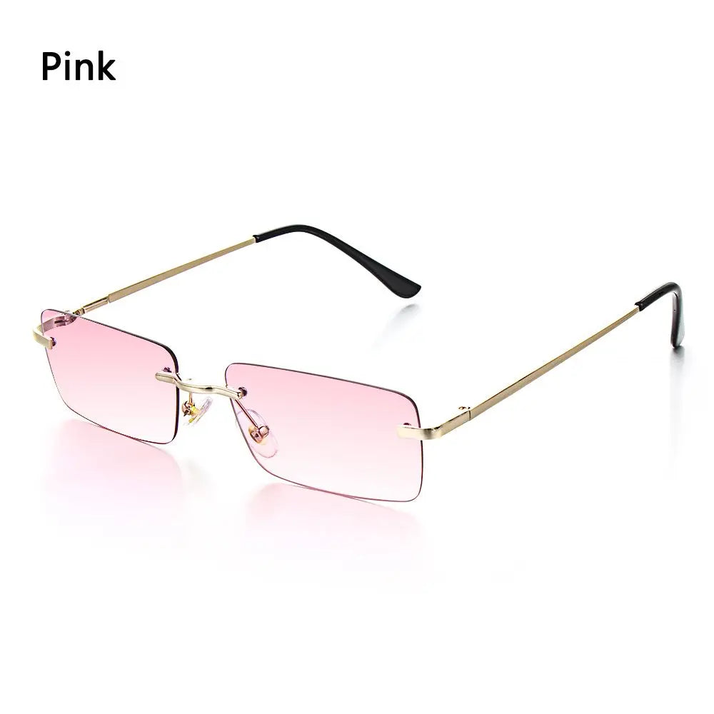 Fashion Rimless Rectangle Sunglasses Women Luxury Design Sun Glasses Ladies Retro Gradient Eyewear Summer UV400 Sun Shades