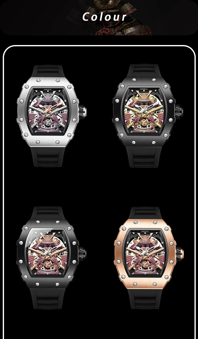 ONOLA Luxury Men Automatic Mechanical Watch Waterproof Watch Luminous Barrel Shape Military Sports Wristwatch Relogios Masculino