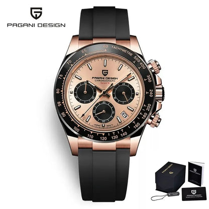 PAGANI DESIGN – Nouvelle montre pour homme, modèle de luxe à quartz en or rose, chronographe sportif étanche jusqu'à 100 m