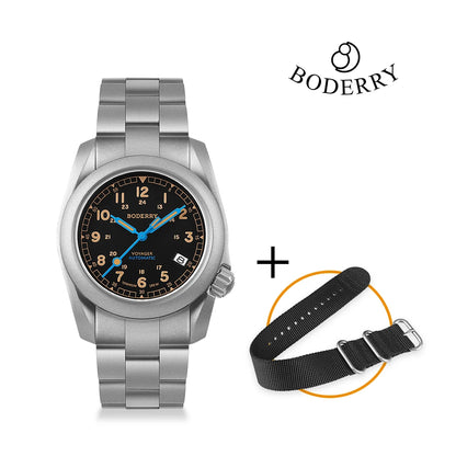 Boderry Field Watches Bronze Case Automatic Mechanical VOYAGER Watch Men's 100M Waterproof Clock Military Top Brand Wristwatch