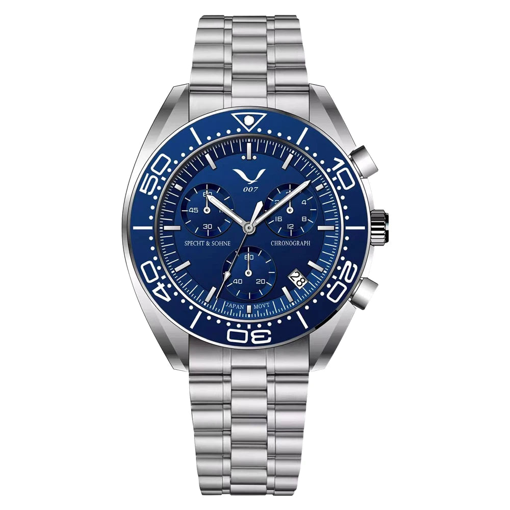 New 007 Specht&Sohne Sports Watches For Men Top Brand Luxury Steel Wrist Watch Fashion Japan VK68 Chronograph Relogio Masculino