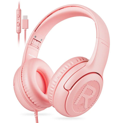 Awatrue Kids Headphones with Microphone, Safe Volume Limited Wired Kids Headphones for School, Toddler & Children, Comfortable Stereo Headset for Learning, Travel & Gaming