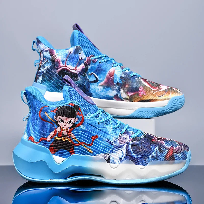 Chaussures de sport unisexes, chaussures d'entraînement de basket-ball respirantes en maille tendance, bottes de compétition légères à rebond pour hommes