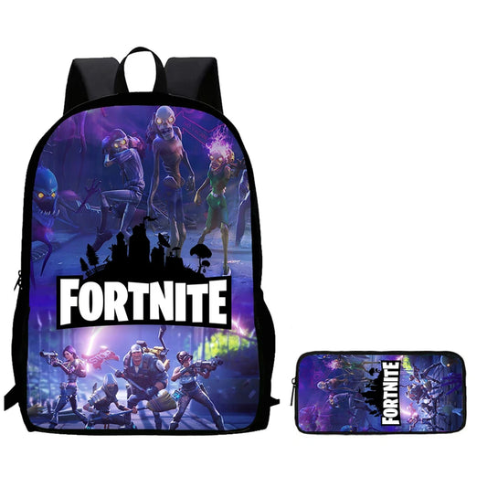 Conjunto de Mochila Infantil Fortnite de 2 Peças com Estojo, Leve e Resistente, Saco Escolar para Rapazes e Raparigas dos 6 aos 9 Anos, Material Escolar Diário