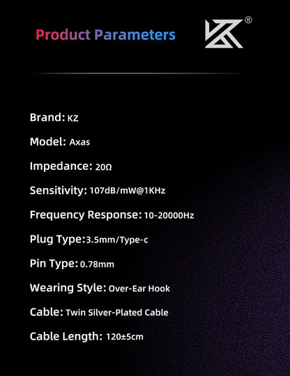 KZ Axas Gaming Earbuds Wired IEM HiFi Bass Headphones with Microphone, FPS Gaming Earphones, KZ Axas In-Ear Monitor Earbuds for PC Mobile & Console Gaming