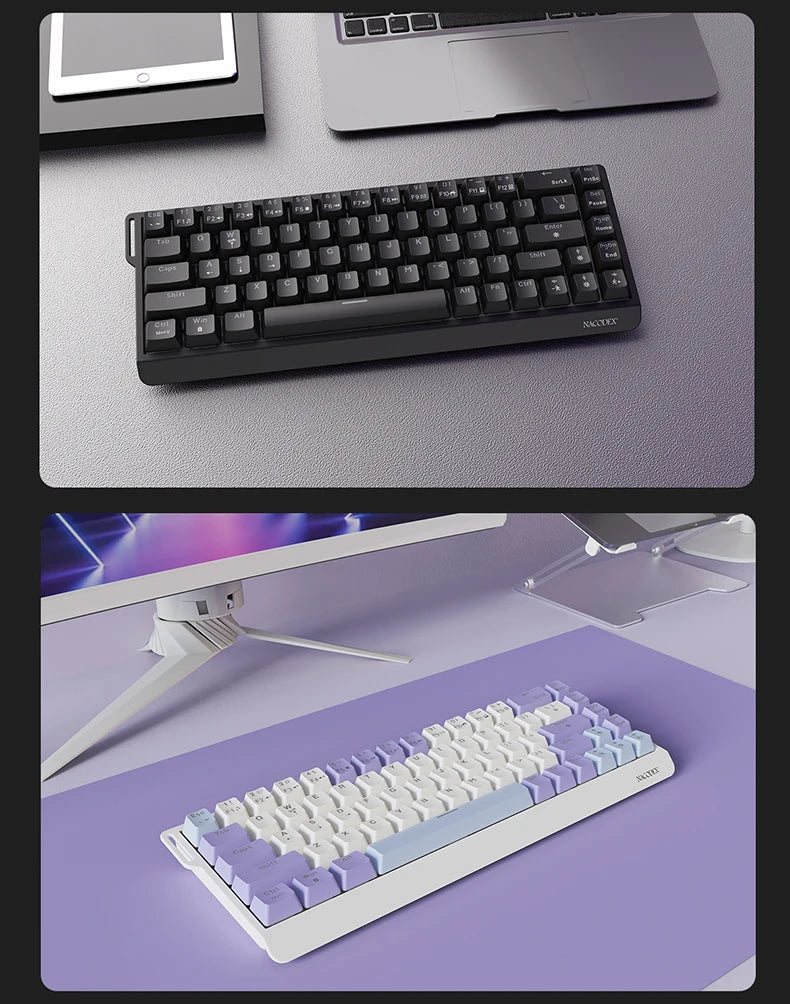 AJAZZ NK68 V2 Wired Mechanical Keyboard Plug and Play 65% Layout Design Sleeve Hot 68-Key Keyboard Colorful Backlight for PC