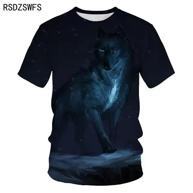 3D Fierce Animal Printed Men's Clothing Casual Fashion Wolf Pattern Short Sleeve Pullover Outdoor Daily Trend T-shirts For Men