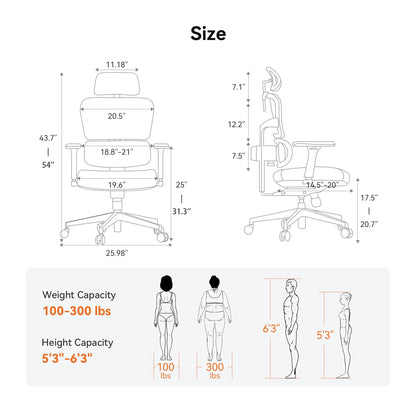 NEWTRAL NT001 Ergonomic Office Chair with Auto-Following Lumbar Support, 3 Recline Angle, Adjustable Backrest Armrest Headrest