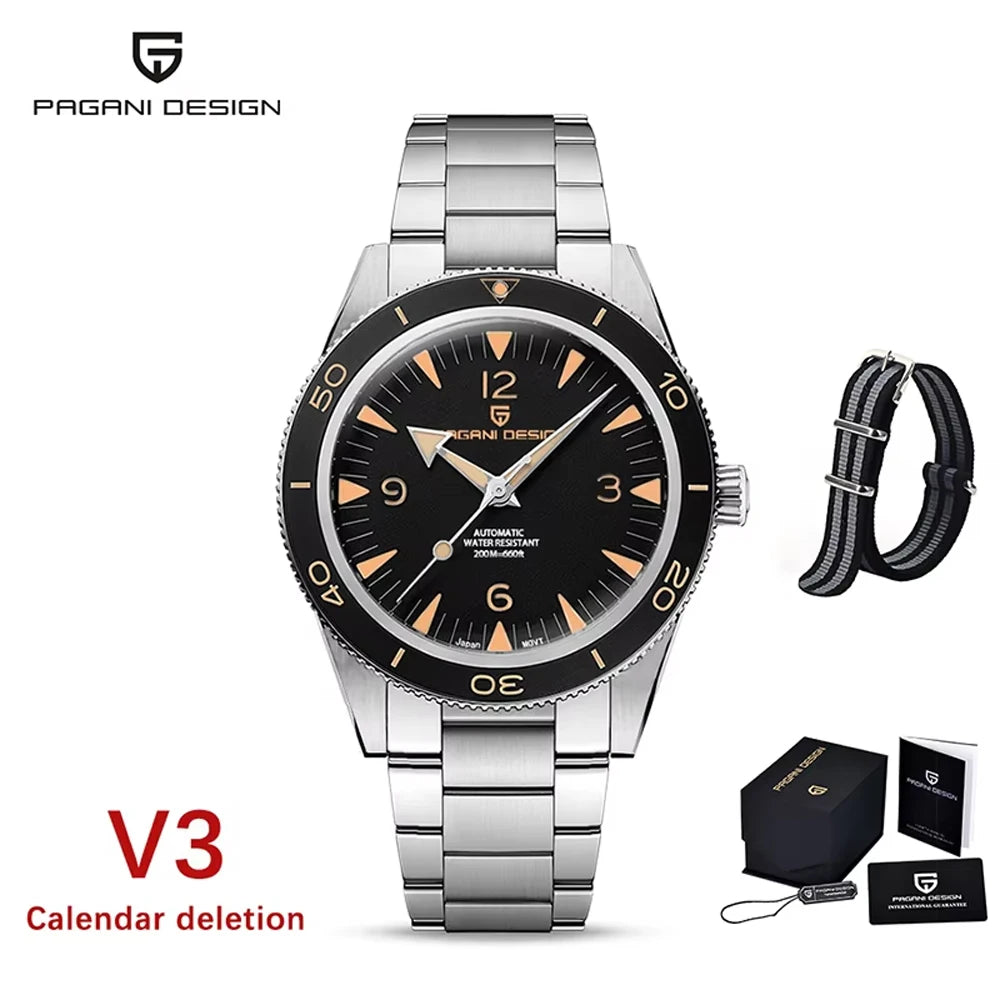 PAGANI DESIGN 41 MM Luxury Men Mechanical Wristwatch 200m Waterproof Sapphire Clock Automatic Stainless Steel Business Watch