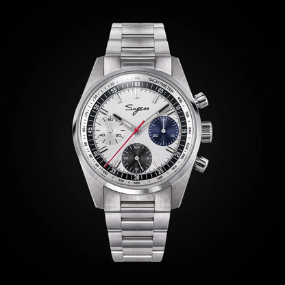 Sugess Mens Watch 38mm Chronograph Mechanical Wristwatches Tianjin Gooseneck Movement Sapphire Crystal Roulette Dial S465 new