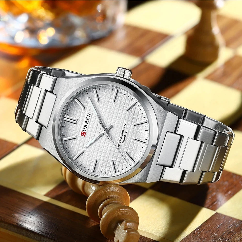 Montre pour homme CURREN 8439 – Modèle de grande marque, style luxe et professionnel, étanche, en acier inoxydable, type militaire, à mouvement quartz.