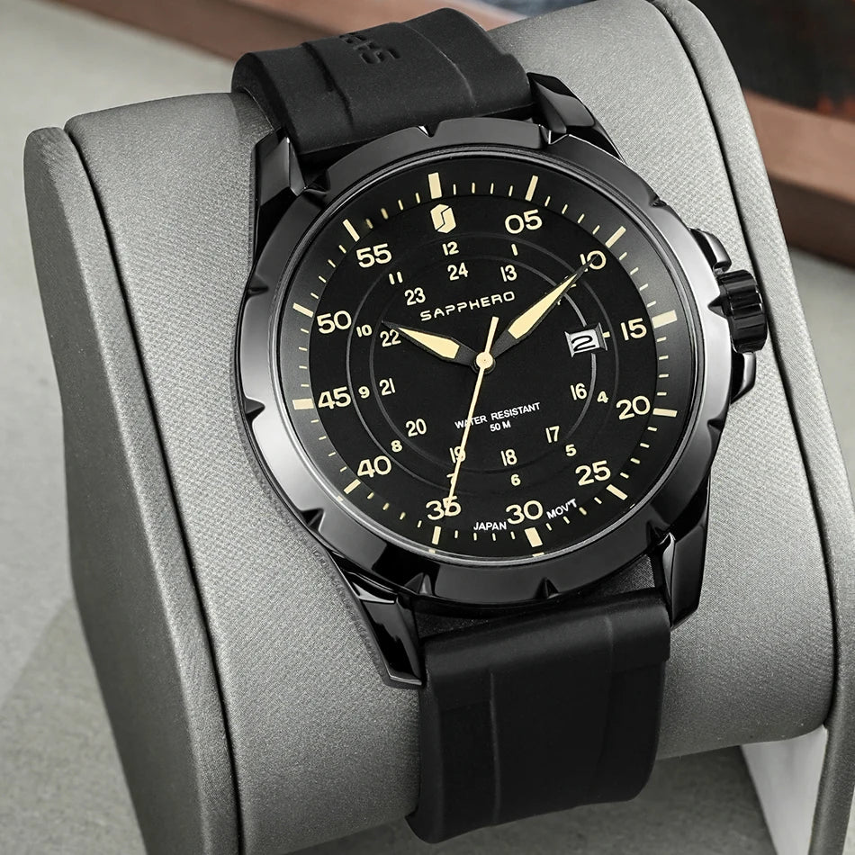 SAPPHERO herenhorloge – Luxe quartzhorloge, waterdicht tot 50 m, voorzien van een geïmporteerd uurwerk en een roestvrijstalen kast – Een ideaal cadeau-idee voor mannen.
