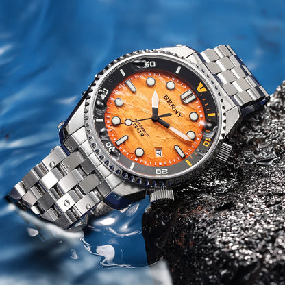BERNY Diver Automatic Watches Men's Luxury Sapphire 316L Stainless Steel Mechanical Watch 42MM 200M Waterproof Diving Men's Watch